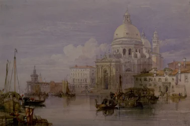 Santa Maria della Salute från Canal Grande, Venedig, 1800-talet (akvarell)